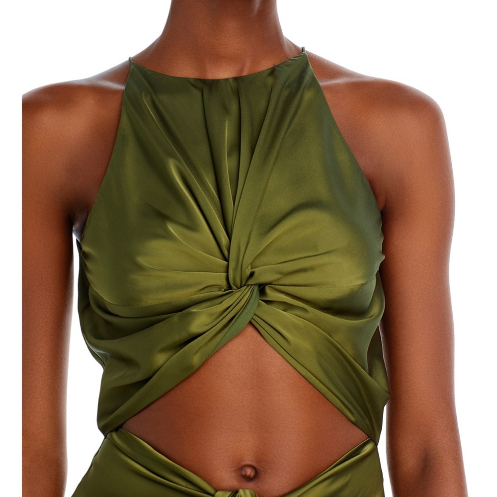 NWT Andrea Iyamah Reni Midi Olive Dress - Picture 3 of 7